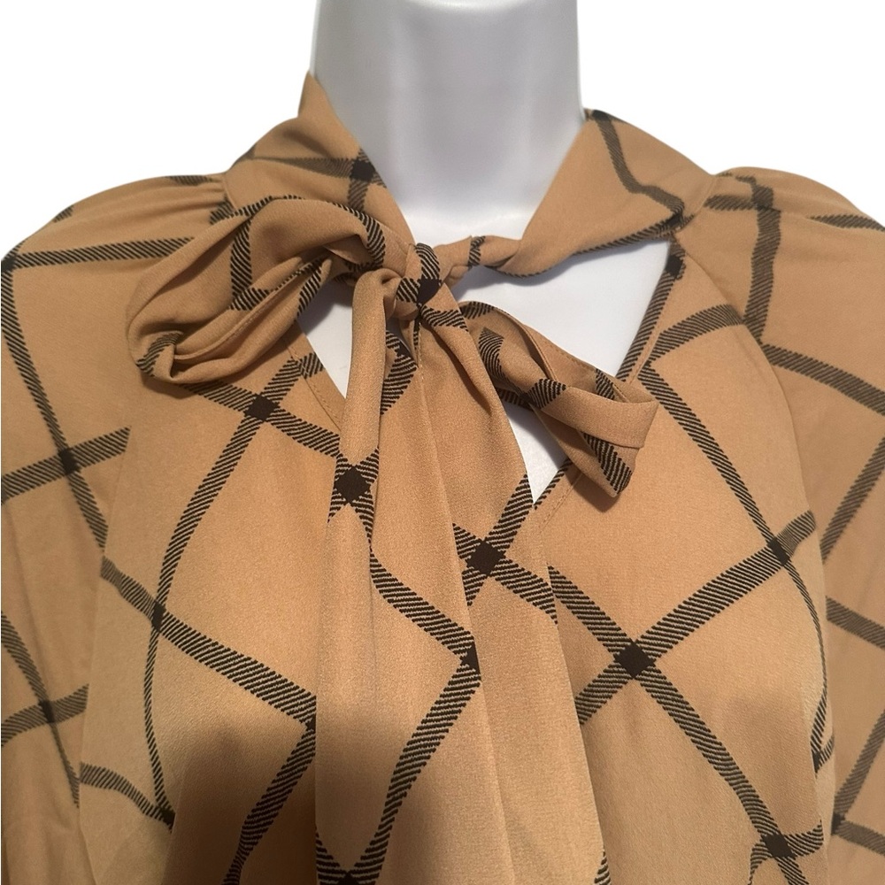 Tan Plaid Women's Top - Picture 3 of 13